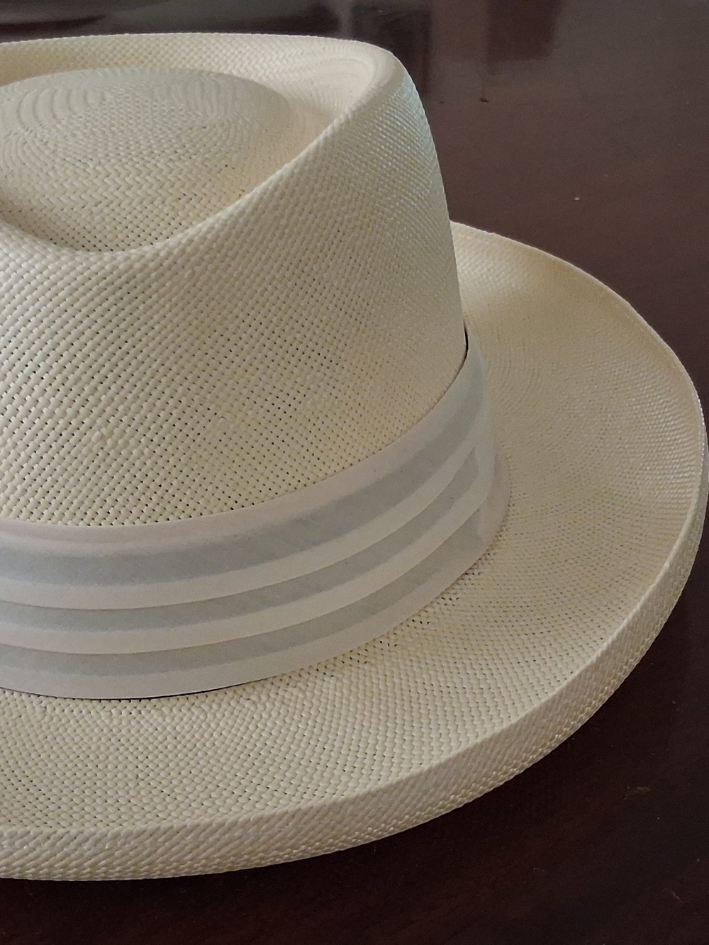 Men's Cream Straw Panama Hat with Black and White Band
